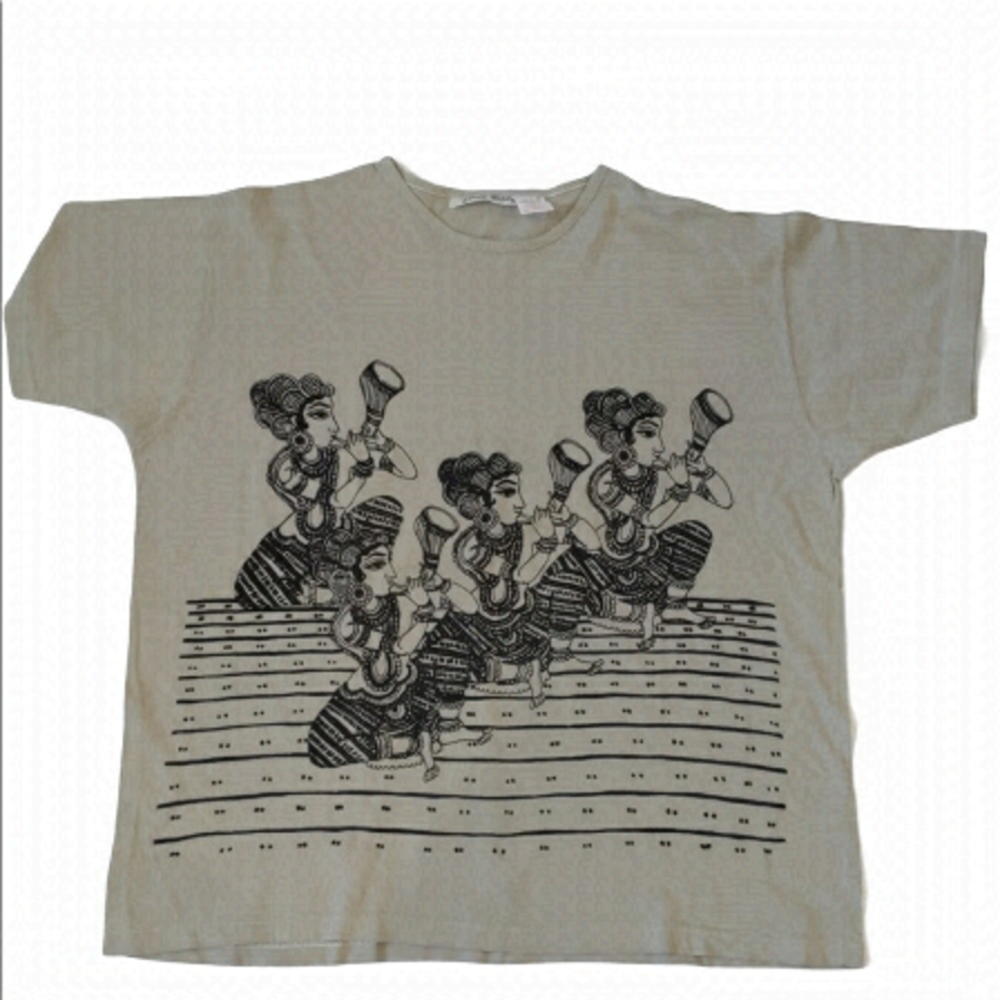 2/$20 Vintage 90's Crossroads Traditional Indian Folk Art T Shirt sz 42